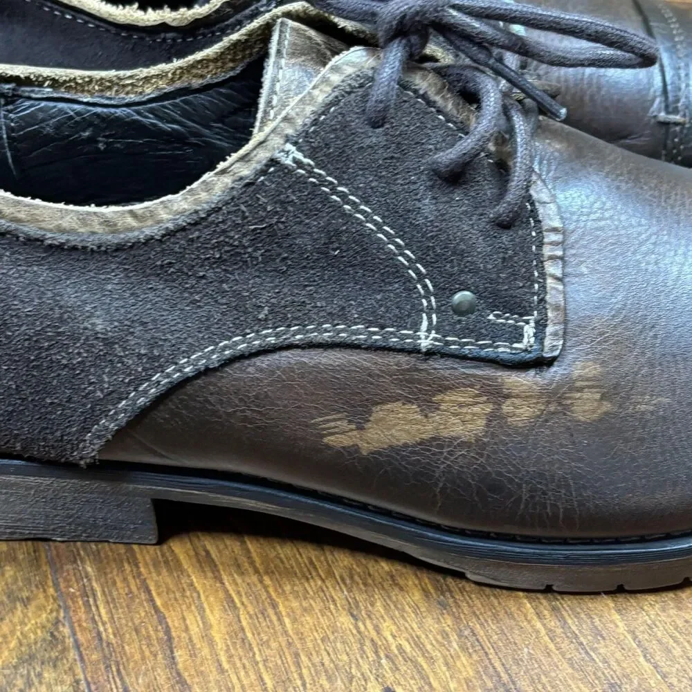 Bed Stu Shoes‎ Mens Size 9.5 Brown Leather Suede Cap Toe Oxford Lace Up Casual